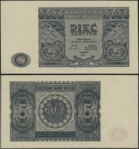 5 złotych 15.05.1946, na górnym marginesie minim