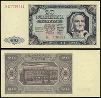 20 złotych  1.07.1948, seria KE 7704091, piękne,