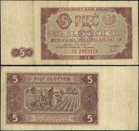 5 złotych 1.07.1948, seria BK, numeracja 2002418