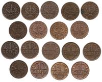 lot: 9x 1 grosz 1925-1939, w zestawie monety 1 g