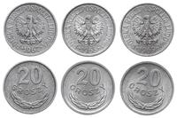 lot: 3x 20 groszy 1967-1969, zestaw 3 szt monet 