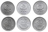 lot: 3x 20 groszy 1970-1972, zestaw 3 szt monet 
