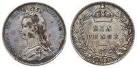 6 pensów 1887, srebro 2.82g, plamy z patyny na r