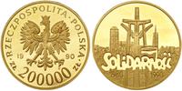 200.000 złotych 1990, 10 Lat Solidarności, złoto