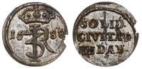 szeląg 1688, Gdańsk, rzadka moneta z ładnym blas
