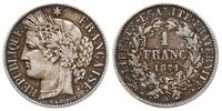 1 frank 1871/A, Paryż, srebro ''835'', 4.97 g, ł