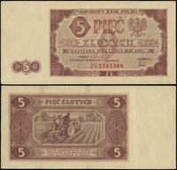 5 złotych 1.07.1948, seria BG numeracja 2785300,