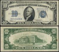 10 dolarów 1934A, Seria A 82124458 A, niebieska 