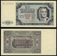 20 złotych 1.07.1948, seria KA 1118443, ugięty w
