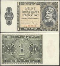 1 złoty 1.10.1938, seria IŁ numeracja 9332133, p