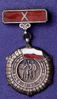Medal X-lecia Polski Ludowej, biały metal oksydo