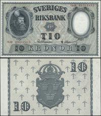 10 koron 1948, delikatne wgniecenie na lewym mar