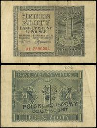 1 złoty 1.08.1941, seria AE  z nadrukiem ''POLSK