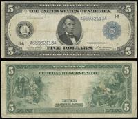 5 dolarów 1914, Seria A 66932413 A niebieska pie