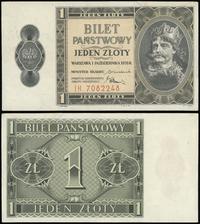 1 złoty 1.10.1938, seria IH 7082248, sklejone na