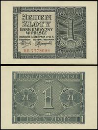 1 złoty 01.08.1941, Seria BB 7778696, prawy górn