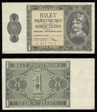 1 złoty 1.10.1938, seria IG 6471912, bez złamań,