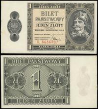 1 złoty 1.10.1938, seria IL 8686597, uzupełniony