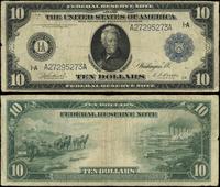 10 dolarów 1914, pieczęć niebieska, podpisy: Bur