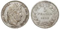 5 franków 1843 W, Lille, popiersie autorstwa Dom