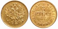 3 ruble 1875, Petersburg, złoto 3.90 g