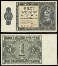 1 złoty 1.10.1938, seria IL 8711650, bez złamań 