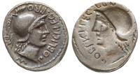 denar 46-45 pne, Hiszpania, Aw: Głowa Romy w heł
