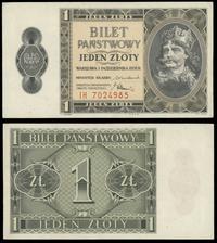 1 złoty 01.10.1938, seria IH, numeracja 7024985,