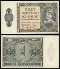 1 złoty 1.10.1938, seria IB 6484891, nieduże nad