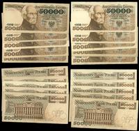 Polska, zestaw 10 banknotów o nominale 50.000 złotych, 01.12.1989