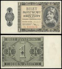 1 złoty 1.10.1938, seria IŁ 9332678, sklejone na