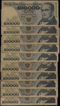 10 x 100.000 złotych 1.02.1990, przebarwiony pap