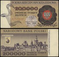 200.000 złotych 1.12.1989, seria B 7442049, złam