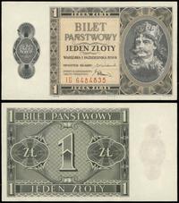 1 złoty 01.10.1938, seria IG, numeracja 6484835,