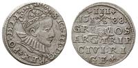 trojak 1588, Ryga, małe popiersie króla, Iger R.