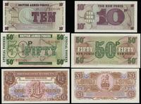 1 funt (1956) oraz 10 i 50 pensów (1972), serie 