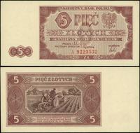 5 złotych 1.07.1948, seria A, numeracja 9223532,