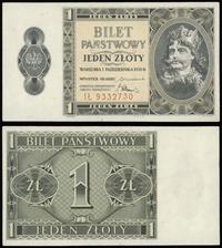 1 złoty 1.10.1938, seria IŁ 9332730, delikatnie 