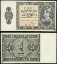1 złoty 01.10.1938, seria IŁ, numeracja 9332653,