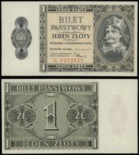 1 złoty 1.10.1938, seria IŁ, numeracja 9332825, 