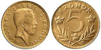 5 koron 1920, złoto 2.24 g