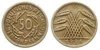 50 Rentenpfennig 1924/G, Karlsruhe, Patyna., Jae