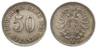 50 fenigów 1875/J, Hamburg, Pięknie zachowane., 