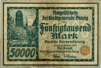 50.000 marek 20.03.1923, Gdańsk, numeracja 5-cio