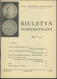 Biuletyn Numizmatyczny, zeszyt nr 7/1970 (55), o
