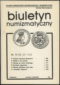 Biuletyn Numizmatyczny, zeszyt nr 11-12/1985 (21