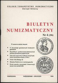 Biuletyn Numizmatyczny, zeszyt nr 4/1994 (296), 