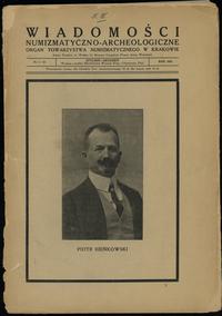 czasopisma, Wiadomości Numizmatyczno-Archeologiczne, Kraków 1925, zeszyt 1-12
