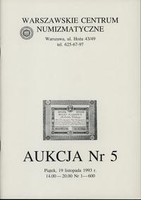 literatura numizmatyczna, Katalog 5 aukcji WCN, 19.11.1993