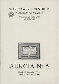 literatura numizmatyczna, Katalog 5. aukcji WCN, 19.11.1993